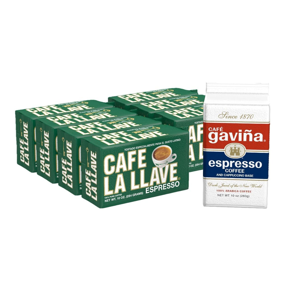 Cafe La Llave espresso bricks 8-pack, vacuum-sealed to preserve freshness.