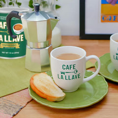 Cafe La Llave ground coffee being measured for drip brewing.