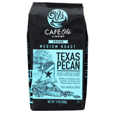 Cafe Ole Texas Pecan ground coffee bag with rich aroma for flavorful mornings.