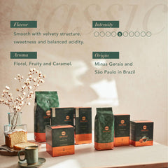Cafe Orfeu medium roast profile for versatile everyday brewing.