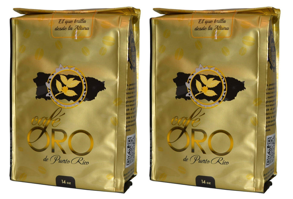 Cafe Oro de Puerto Rico Gold Coffee 14oz bag; bold aroma and rich flavor.