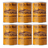 Cafe Du Monde coffee with chicory front view in six-pack packaging.