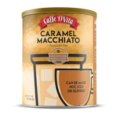 Caffe D'Vita Caramel Macchiato can front—premium instant latte base for fast, café-style drinks.