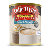Caffe D'Vita Sugar Free French Vanilla Cappuccino can, rich flavor with sugar-free indulgence.