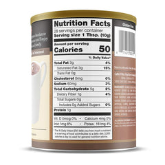 Caffe D'Vita sugar-free hot cocoa ingredients label close-up showing premium chocolate.