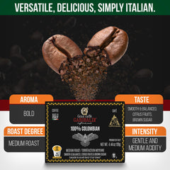 Caffè Garibaldi 100% Arabica Colombian beans for balanced notes