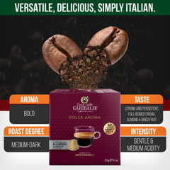 Caffè Garibaldi 70/30 blend espresso pod with almond and dried fruit notes