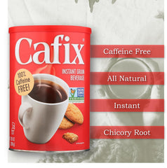 Cafix instant beverage stir in a mug for quick preparation.
