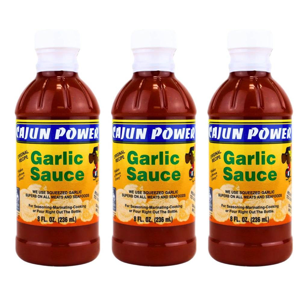 Cajun Power garlic sauce Original bottle for everyday Cajun cooking and dipping.
