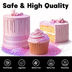CAKESTAR edible glitter powder on cupcakes adds shimmering detail and color.