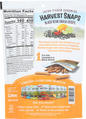 Calbee Harvest Snaps Mango Chile Lime 3 oz pack back shows nutrition and ingredients for informed snacking