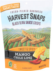 Calbee Harvest Snaps Mango Chile Lime 3 oz pack front view highlighting tropical flavor