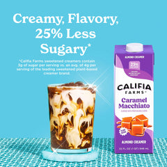Coffee cup with Califia Farms creamer for a rich, smooth pour