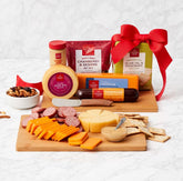 California Delicious cheeseboard presented on a wooden board for easy entertaining