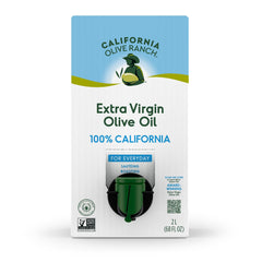 California Olive Ranch 2L bag-in-box front view highlighting eco-friendly packaging.