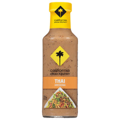 California Pizza Kitchen Thai Dressing bottle showing creamy peanut sauce for home meals