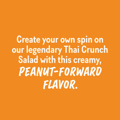 California Pizza Kitchen Thai Dressing on a fresh salad with peanut-forward flavor