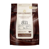 Callebaut Belgian dark couverture callets 54-5% melt evenly for rich chocolate chips.