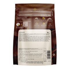Callebaut callets packaging shows glossy chips ideal for consistent baking results.