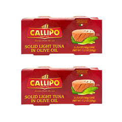 Callipo tuna in olive oil can front, premium Italian pantry staple