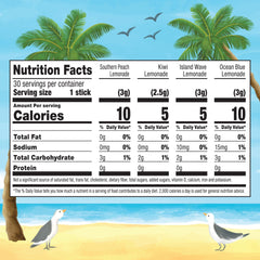 Calypso Singles To Go Kiwi lemonade packet adds vibrant flavor to water for active days.