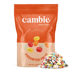 Cambie bulk hard candy in a stand-up pouch for easy sharing.