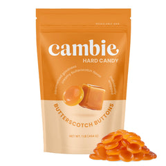 Cambie Butterscotch Hard Candy in resealable pouch for freshness and easy sharing.