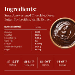 Cambie dark chocolate couverture 54-5 smooth melt, perfect for glossy coatings and ganache.