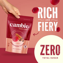 Cambie Sugar Free Cinnamon Hard Candy bag shows bulk option for easy sharing.