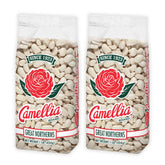 Camellia Brand dried Great Northern beans in bag showing premium quality for soups and stews.