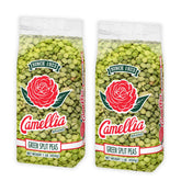 Camellia Brand dried green split peas packaging shown for pantry staples.