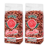 Camellia Brand dried red kidney beans in a bag closeup, premium texture ideal for everyday meals.