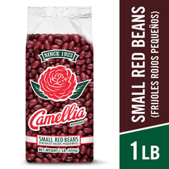 Camellia Brand dried small red beans simmering in a pot for soups and stews.