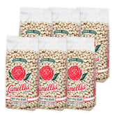 Camellia Brand navy beans packaging close-up, ready for quick family dinners.