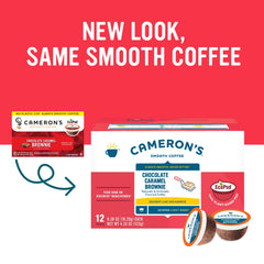 Cameron's Coffee Chocolate Caramel Brownie brewed cup reveals dessert-like aroma and bold finish.