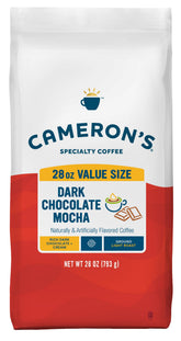 Cameron's Coffee dark chocolate mocha bag ready for grinding and home brewing