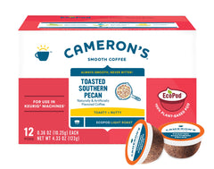 Cameron's Coffee kitchen counter packaging, ready-to-use pods for busy days