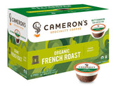 Cameron's Coffee Organic French Roast pods ready to brew for a bold morning cup.