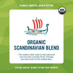 Cameron's Coffee Organic Scandinavian Blend morning brew steam captures warm, inviting aroma.