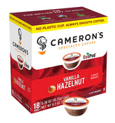 Cameron's Coffee Vanilla Hazelnut pods box for quick, flavorful mornings.