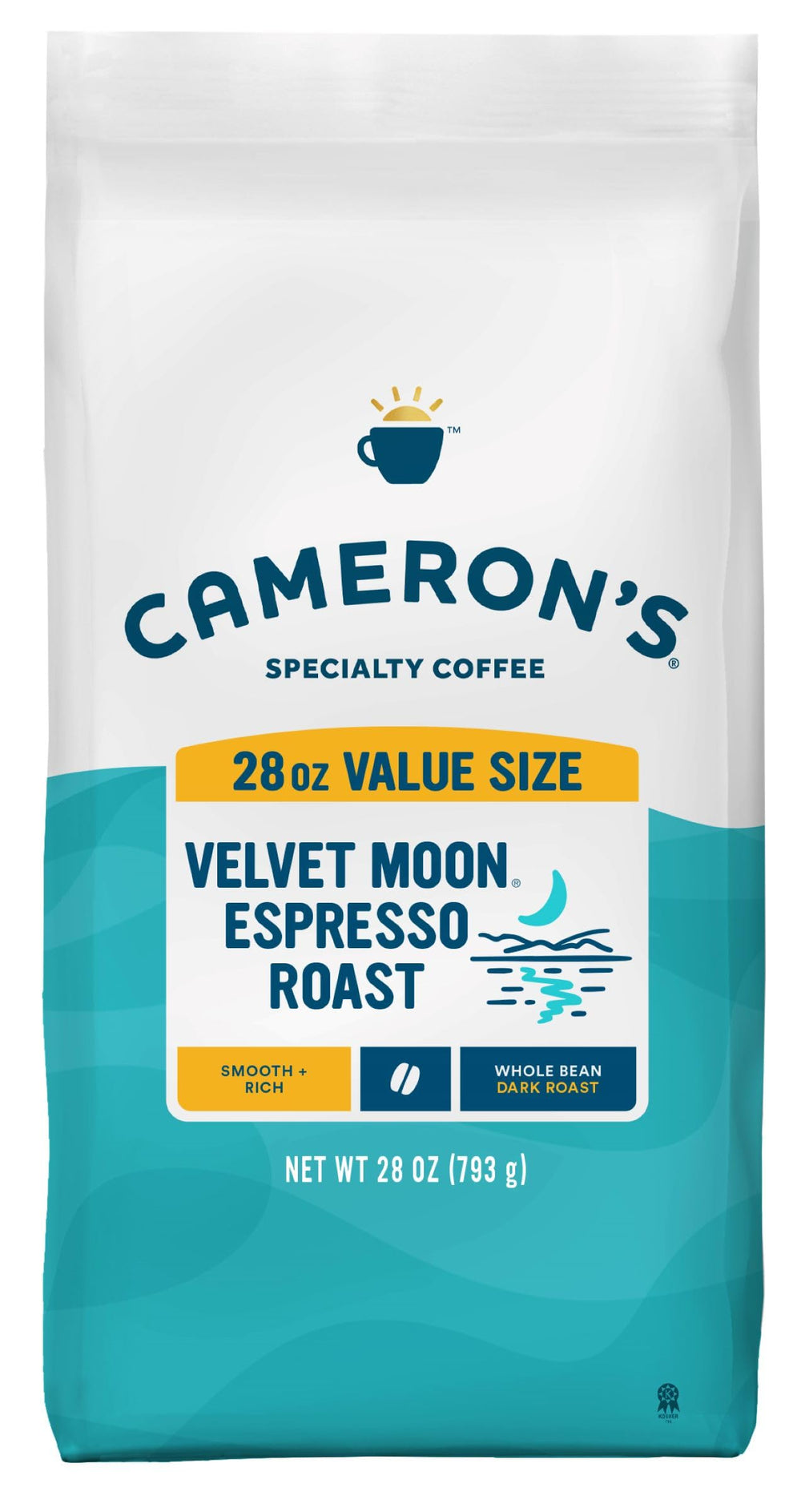 Cameron's Velvet Moon roasted beans ready for espresso at home