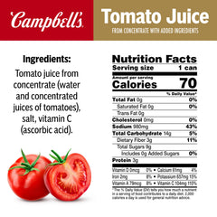 Campbell's 100% Tomato Juice glass with lime, a refreshing beverage option.