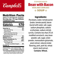 Camp Campbell's Bean With Bacon Soup bowl steaming, ready in minutes.