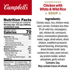 Close-up of white and wild rice with chicken in Campbell's soup ingredients