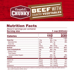 Campbell's Chunky Beef Soup can packaging for easy storage and travel