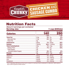 Ingredients panel highlights chicken, sausage, okra, peppers for savory mix