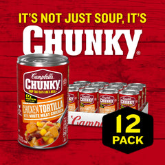 Campbell's Chunky Chicken Tortilla Soup ready in microwave for quick meals