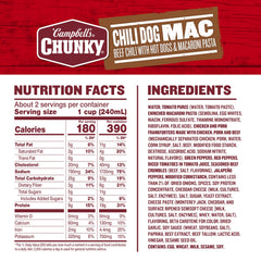 Campell's Chunky Chili Dog Mac Soup bowl steaming ready for a quick, comforting dinner.