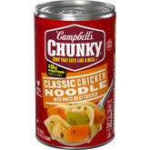 Campbell's Chunky Classic Chicken Noodle Soup can, ready-to-serve protein