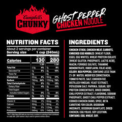 Campbell's Chunky Ghost Pepper label close-up, bold flavor promise.